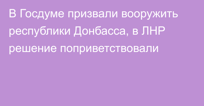 В Госдуме призвали вооружить республики Донбасса, в ЛНР решение поприветствовали