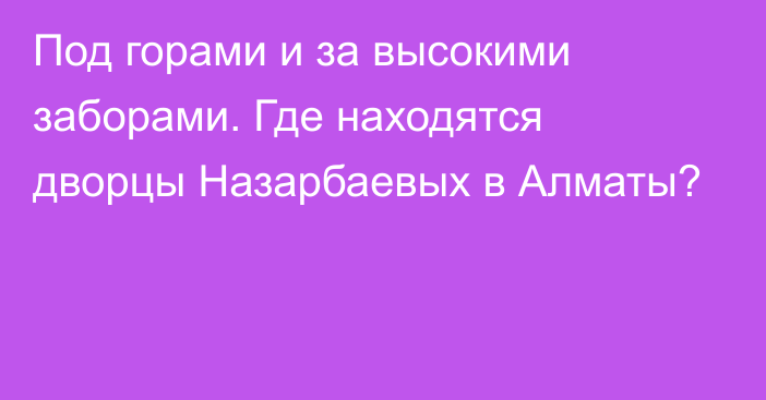 Под горами и за высокими заборами. Где находятся дворцы Назарбаевых в Алматы?