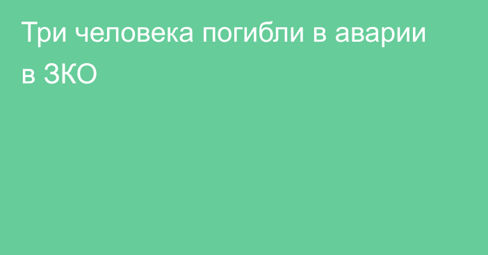 Три человека погибли в аварии в ЗКО