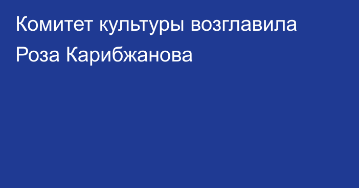 Комитет культуры возглавила Роза Карибжанова