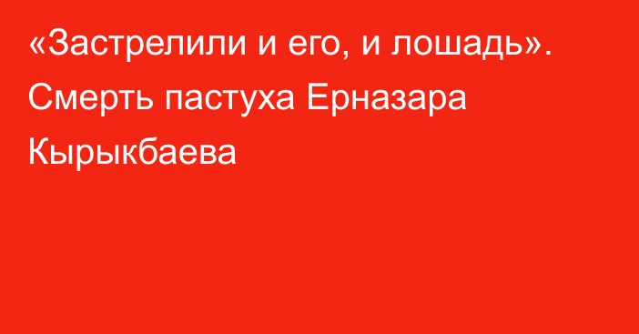 «Застрелили и его, и лошадь». Смерть пастуха Ерназара Кырыкбаева