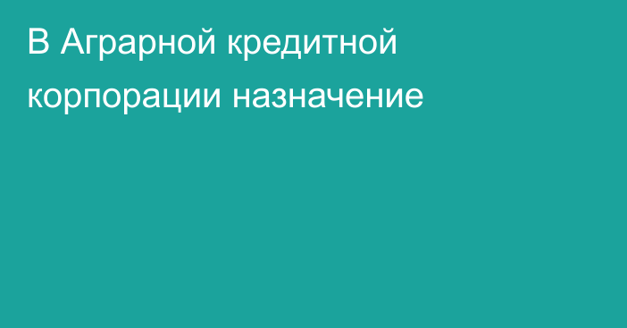 В Аграрной кредитной корпорации назначение