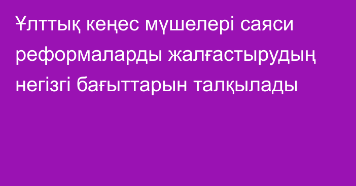 Ұлттық кеңес мүшелері саяси реформаларды жалғастырудың негізгі бағыттарын талқылады