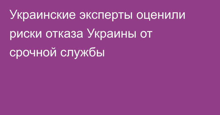 Украинские эксперты оценили риски отказа Украины от срочной службы