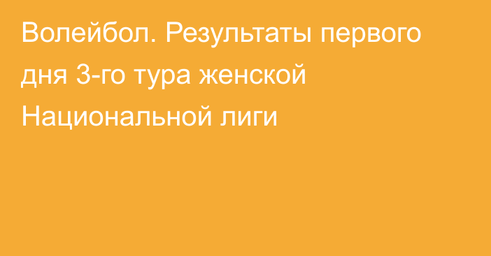 Волейбол. Результаты первого дня 3-го тура женской Национальной лиги