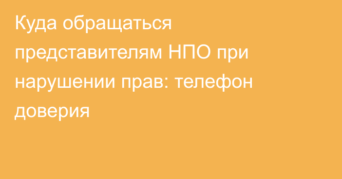 Куда обращаться представителям НПО при нарушении прав: телефон доверия