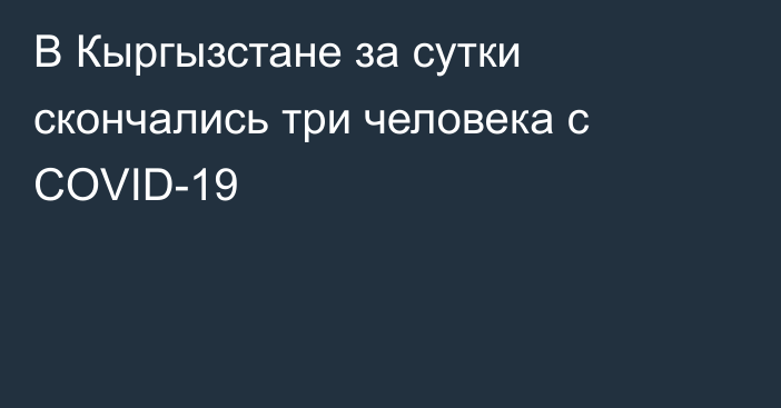 В Кыргызстане за сутки скончались три человека с COVID-19