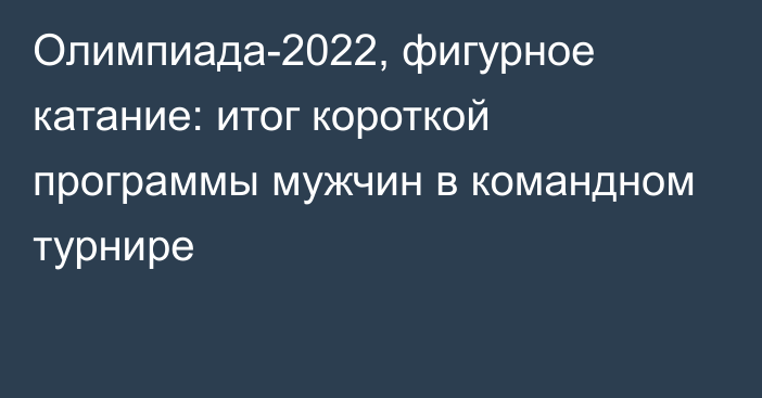 Олимпиада-2022, фигурное катание: итог короткой программы мужчин в командном турнире