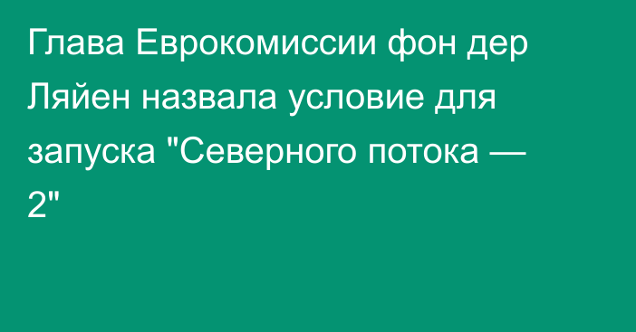 Глава Еврокомиссии фон дер Ляйен назвала условие для запуска 