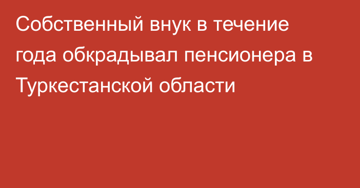 Собственный внук в течение года обкрадывал пенсионера в Туркестанской области