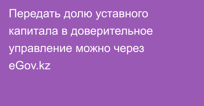 Передать долю уставного капитала в доверительное управление можно через eGov.kz