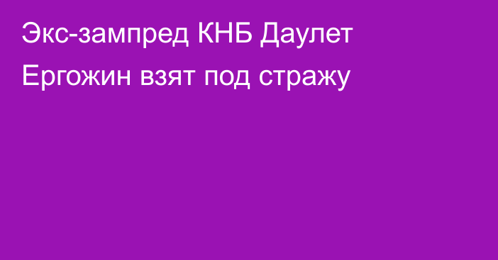 Экс-зампред КНБ Даулет Ергожин взят под стражу