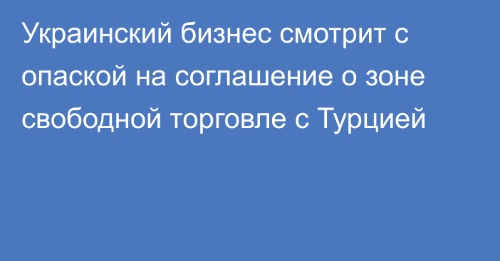 Украинский бизнес смотрит с опаской на соглашение о зоне свободной торговле с Турцией