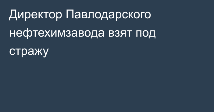 Директор Павлодарского нефтехимзавода взят под стражу