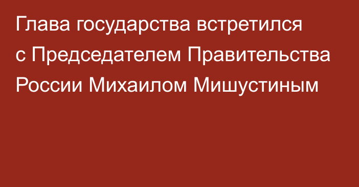 Глава государства встретился с Председателем Правительства России Михаилом Мишустиным