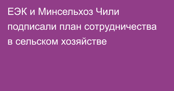 ЕЭК и Минсельхоз Чили подписали план сотрудничества в сельском хозяйстве