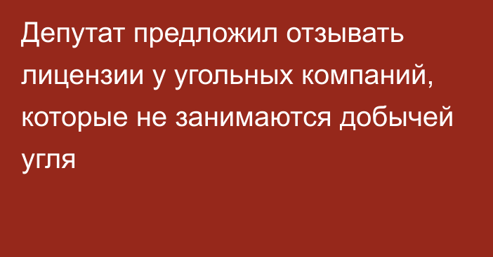 Депутат предложил отзывать лицензии у угольных компаний, которые не занимаются добычей угля