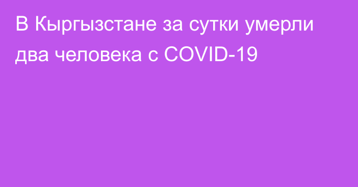 В Кыргызстане за сутки умерли два человека с COVID-19