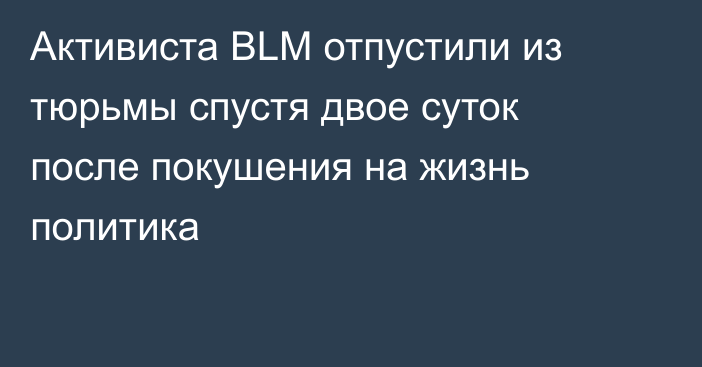 Активиста BLM отпустили из тюрьмы спустя двое суток после покушения на жизнь политика