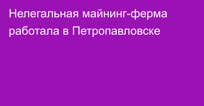 Нелегальная майнинг-ферма работала в Петропавловске