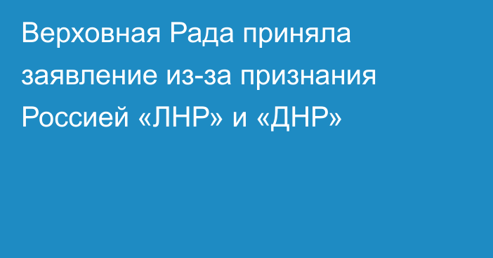 Верховная Рада приняла заявление из-за признания Россией «ЛНР» и «ДНР»