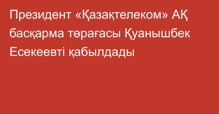 Президент «Қазақтелеком» АҚ басқарма төрағасы Қуанышбек Есекеевті қабылдады