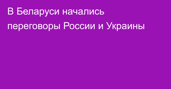 В Беларуси начались переговоры России и Украины