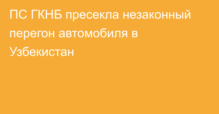 ПС ГКНБ пресекла незаконный перегон автомобиля в Узбекистан 