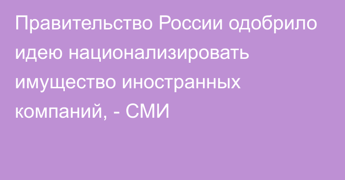 Правительство России одобрило идею национализировать имущество иностранных компаний, - СМИ