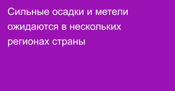 Сильные осадки и метели ожидаются в нескольких регионах страны