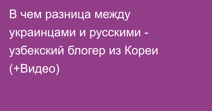 В чем разница между украинцами и русскими - узбекский блогер из Кореи (+Видео)