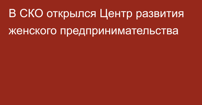 В СКО открылся Центр развития женского предпринимательства