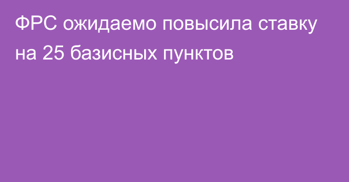 ФРС ожидаемо повысила ставку на 25 базисных пунктов