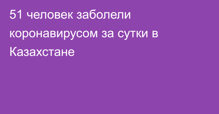 51 человек заболели коронавирусом за сутки в Казахстане