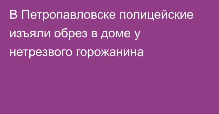 В Петропавловске полицейские изъяли обрез в доме у нетрезвого горожанина