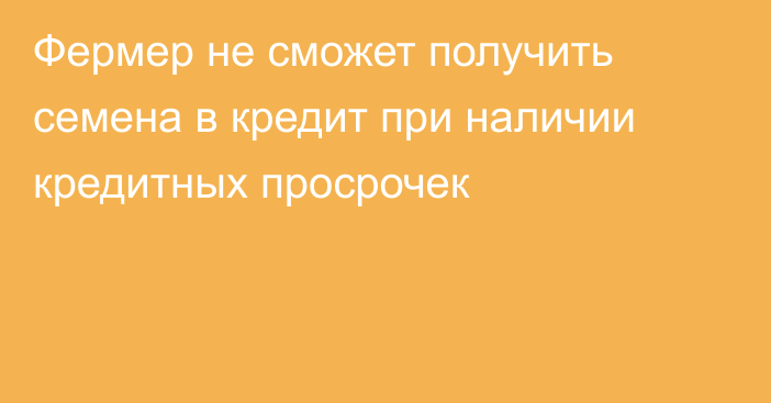 Фермер не сможет получить семена в кредит при наличии кредитных просрочек 