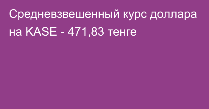 Средневзвешенный курс доллара на KASE - 471,83 тенге