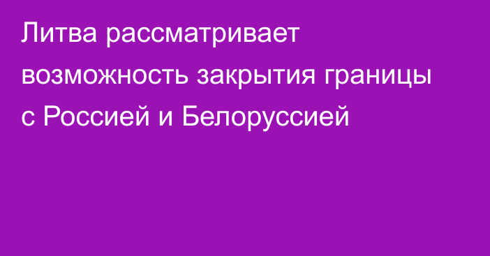 Литва рассматривает возможность закрытия границы с Россией и Белоруссией