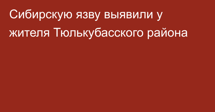 Сибирскую язву выявили у жителя Тюлькубасского района