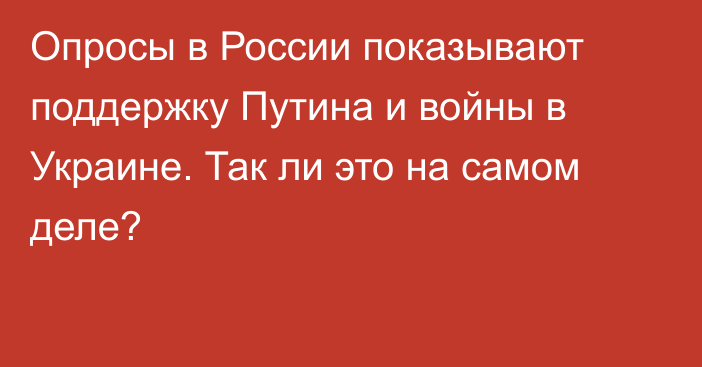 Опросы в России показывают поддержку Путина и войны в Украине. Так ли это на самом деле?