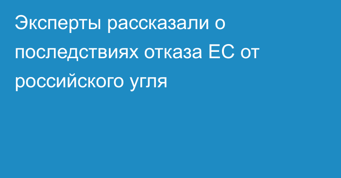 Эксперты рассказали о последствиях отказа ЕС от российского угля