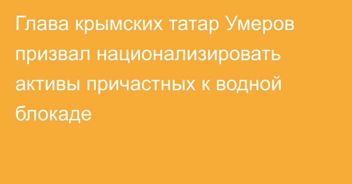 Глава крымских татар Умеров призвал национализировать активы причастных к водной блокаде