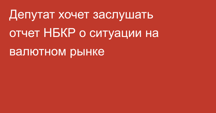 Депутат хочет заслушать отчет НБКР о ситуации на валютном рынке