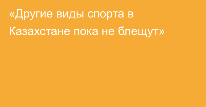 «Другие виды спорта в Казахстане пока не блещут»