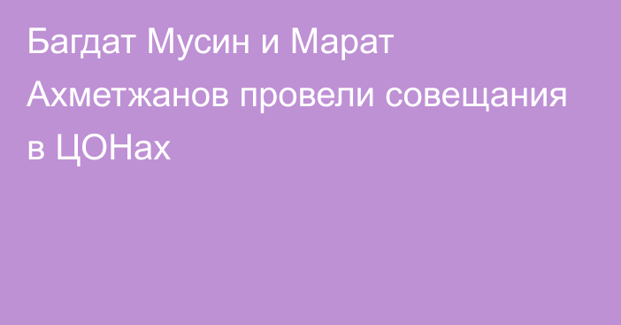 Багдат Мусин и Марат Ахметжанов провели совещания в ЦОНах