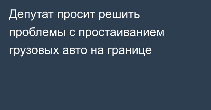 Депутат просит решить проблемы с простаиванием грузовых авто на границе