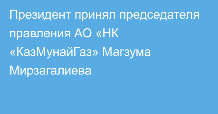 Президент принял председателя правления АО «НК «КазМунайГаз» Магзума Мирзагалиева