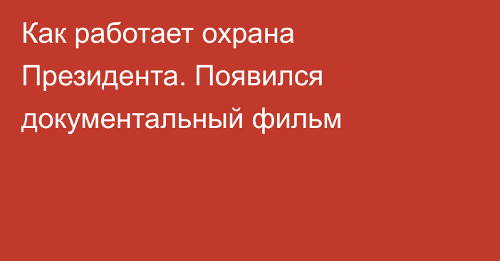 Как работает охрана Президента. Появился документальный фильм