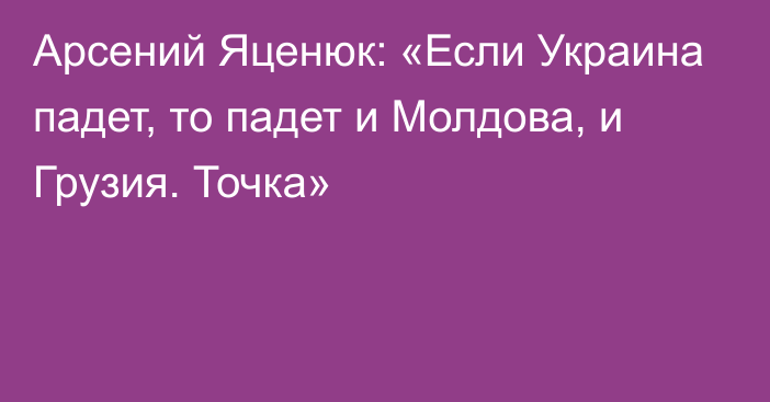 Арсений Яценюк: «Если Украина падет, то падет и Молдова, и Грузия. Точка»