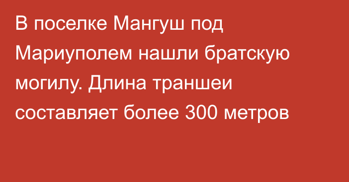 В поселке Мангуш под Мариуполем нашли братскую могилу. Длина траншеи составляет более 300 метров